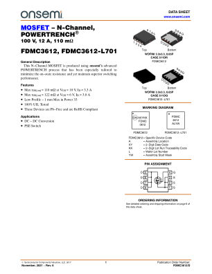 FDMC3612 数据手册首页