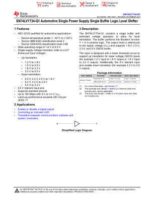 SN74LV1T34-Q1 datasheet cover page