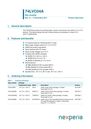 74LVC04ADB datasheet cover page
