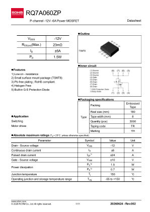RQ7A060ZP datasheet cover page