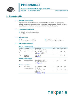 PHB32N06LT datasheet cover page