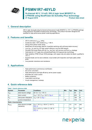 PSMN1R7-40YLDX 数据手册首页