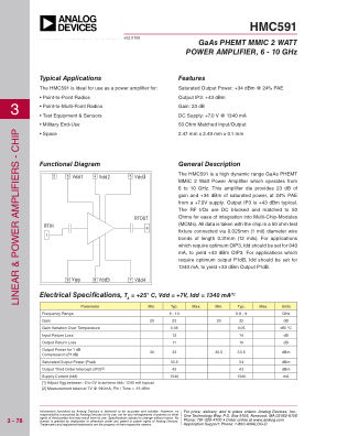 HMC591CHIPS datasheet cover page