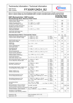 FF300R12KE4-B2 数据手册首页