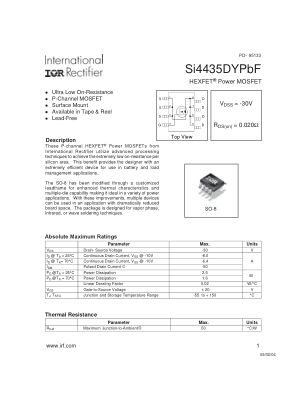 SI4435DY 数据手册首页