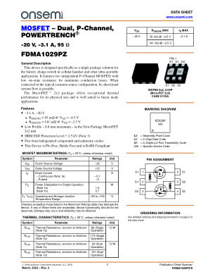 FDMA1029PZ datasheet cover page