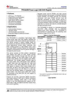 TPIC6A595 datasheet cover page