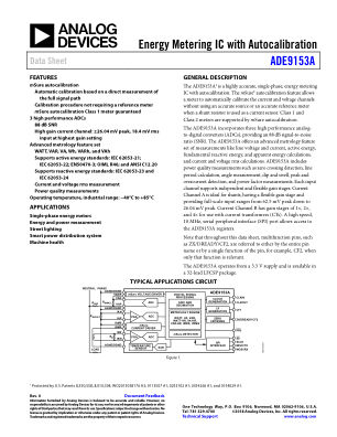 ADE9153A 数据手册首页