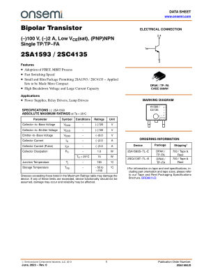 2SA1593 datasheet cover page