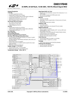 C8051F040-GQR 数据手册首页