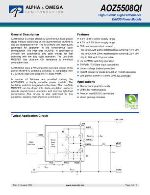 AOZ5508QI datasheet cover page