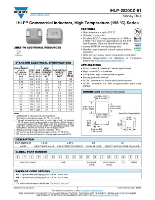 IHLP-2020CZ-51 datasheet cover page