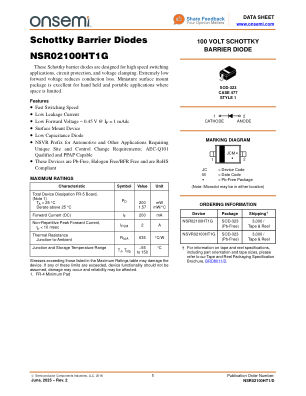NSR02100HT1 datasheet cover page