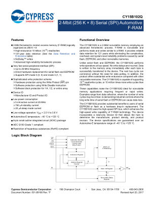 CY15B102Q datasheet cover page