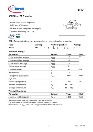 BF771 datasheet cover page
