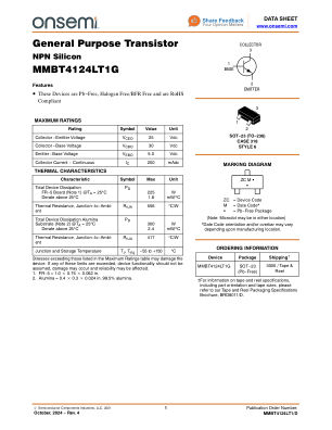 MMBT4124LT1 datasheet cover page