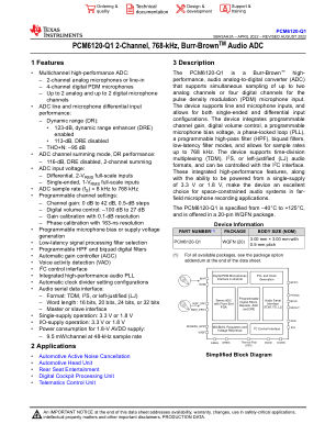 PCM6120-Q1 datasheet cover page