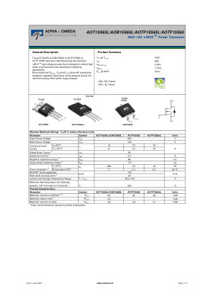 AOTF15S65 datasheet cover page