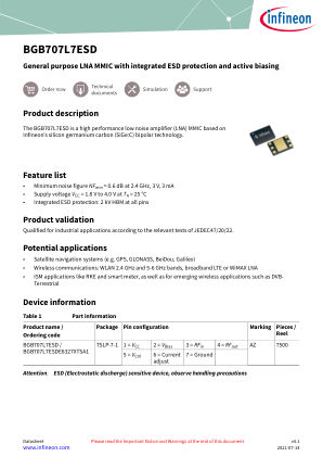 BGB707L7ESD datasheet cover page
