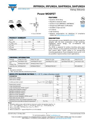 SIHFR902 datasheet cover page
