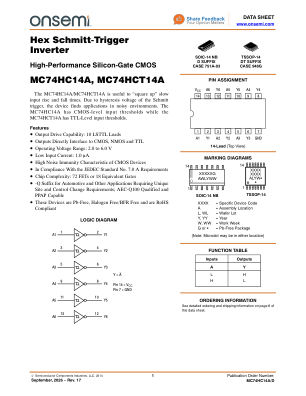 MC74HC14A 数据手册首页