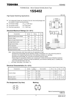1SS402 datasheet cover page