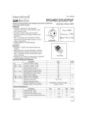 IRG4BC20UD datasheet cover page