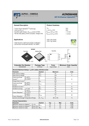 AONS66408 datasheet cover page
