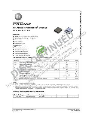 FDBL9406 datasheet cover page