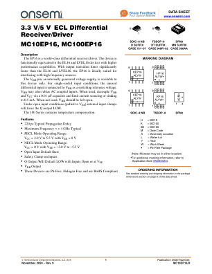 MC10EP16 数据手册首页