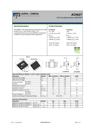 AO4627 datasheet cover page