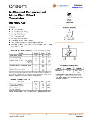 2N7002KW datasheet cover page