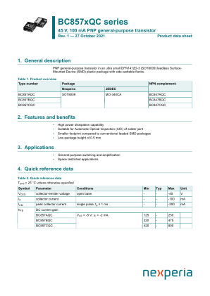 BC857AQCZ datasheet cover page