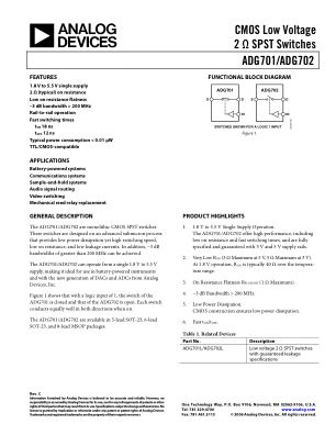 ADG701 datasheet cover page
