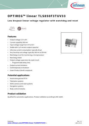 TLS850F3TUV33 datasheet cover page