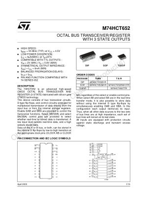 M74HCT652 datasheet cover page