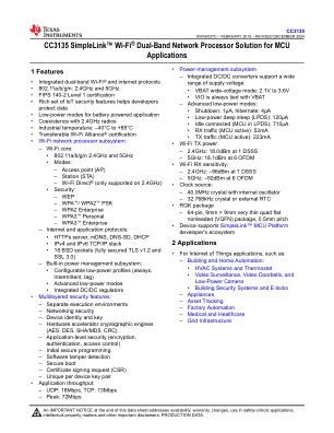 CC3135 datasheet cover page
