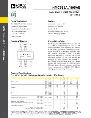 HMC595A datasheet cover page