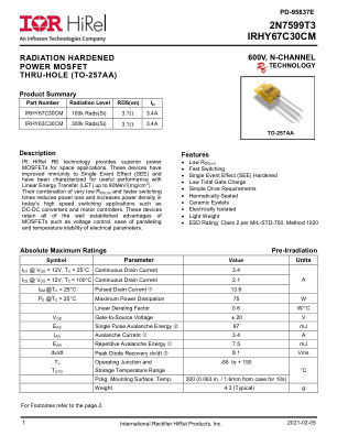IRHY67C30CM datasheet cover page