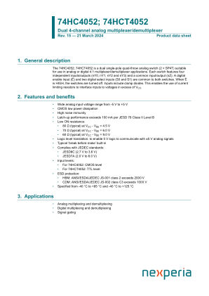 74HC4052BQ datasheet cover page