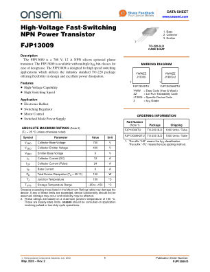 FJP13009 datasheet cover page