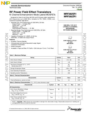 MRF282 datasheet cover page