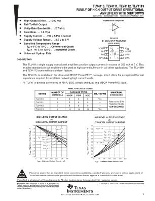 TLV4113 数据手册首页