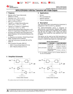 SN74LVCR16245A datasheet cover page