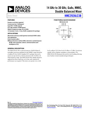 HMC292ALC3B 数据手册首页