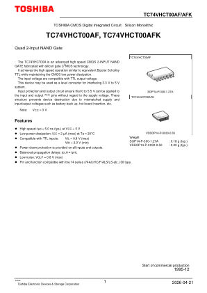 TC74VHCT00AFK datasheet cover page