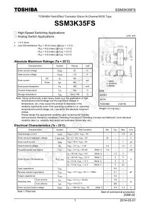 SSM3K35FS datasheet cover page