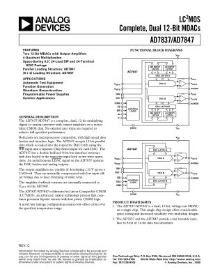 AD7837 数据手册首页