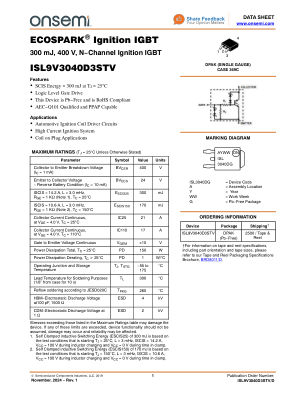ISL9V3040D3STV datasheet cover page