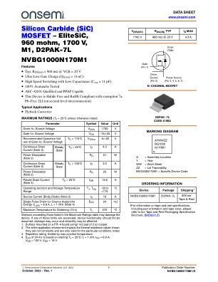 NVBG1000N170M1 datasheet cover page